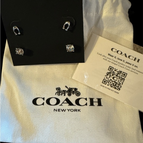 Coach Silver Set - Letter “C” and CZ Silver Posts Earring Set - Picture 1 of 3